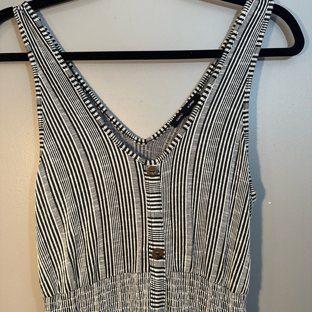 Caution to the Wind Striped Swing Dress With Button Detail and Stretch (M) - Picture 2 of 8